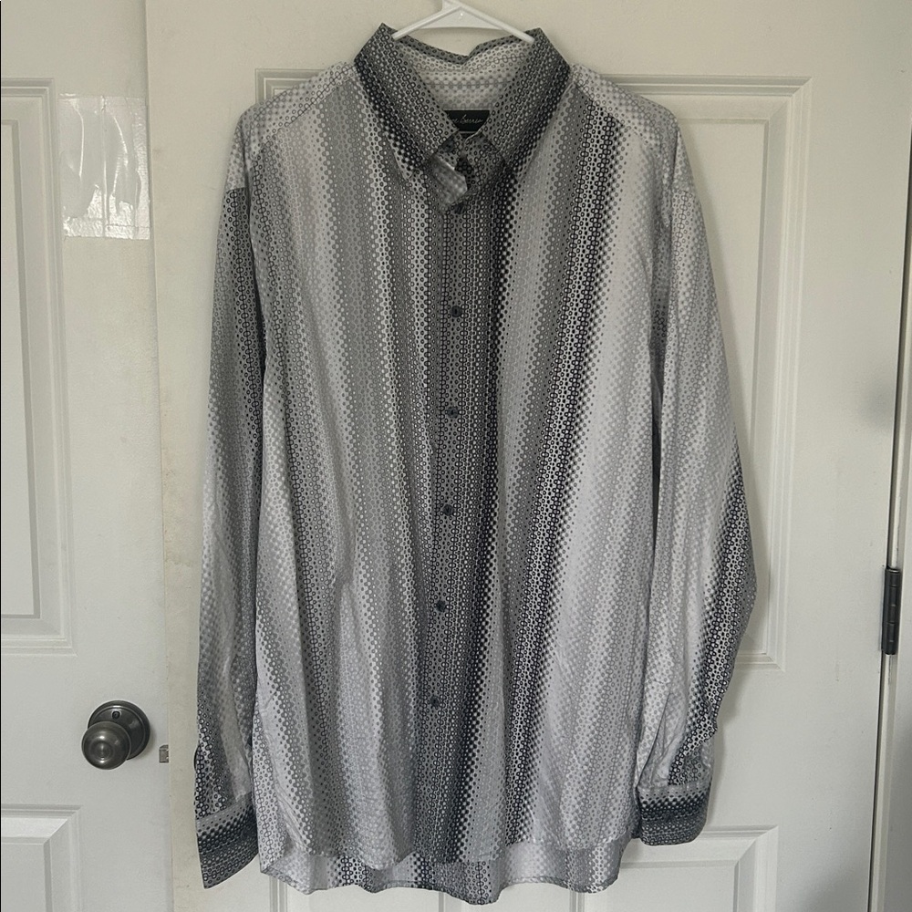 Jhane Barnes Men’s Shirt size XL black gray button down cotton long sleeve shirt